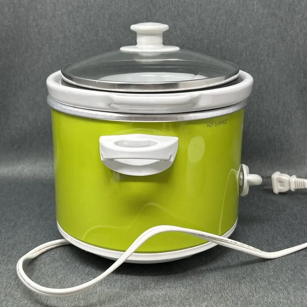 Vintage Proctor Silex Oval Slow Cooker Green Small Crock Pot Model 33113Y 1.5 Qt
